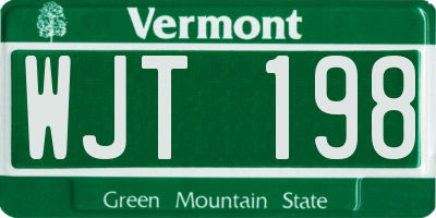 VT license plate WJT198