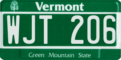 VT license plate WJT206