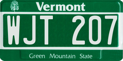 VT license plate WJT207