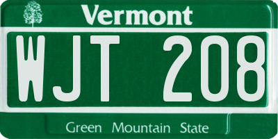 VT license plate WJT208