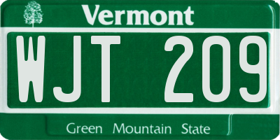 VT license plate WJT209