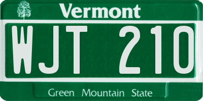 VT license plate WJT210