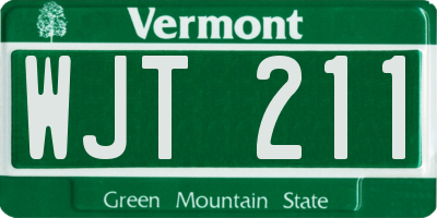 VT license plate WJT211