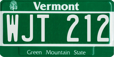 VT license plate WJT212