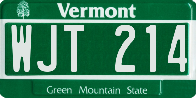 VT license plate WJT214
