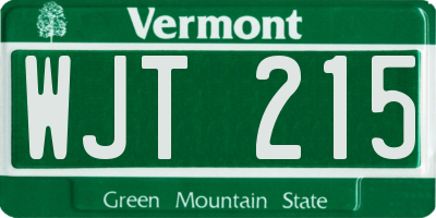 VT license plate WJT215