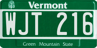 VT license plate WJT216