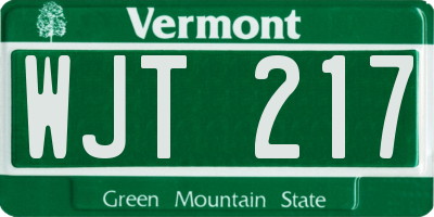 VT license plate WJT217