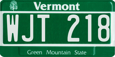 VT license plate WJT218