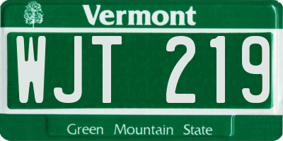 VT license plate WJT219
