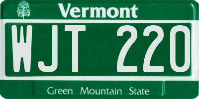 VT license plate WJT220