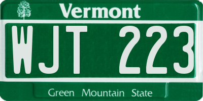 VT license plate WJT223