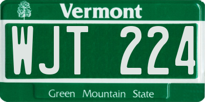 VT license plate WJT224