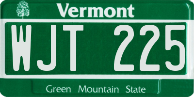 VT license plate WJT225