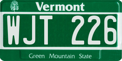 VT license plate WJT226