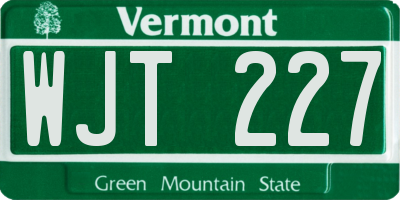 VT license plate WJT227