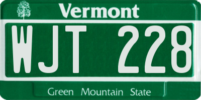 VT license plate WJT228
