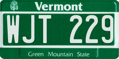 VT license plate WJT229