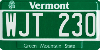 VT license plate WJT230
