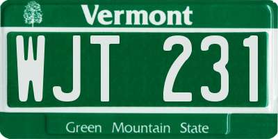 VT license plate WJT231
