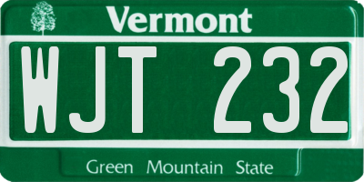 VT license plate WJT232