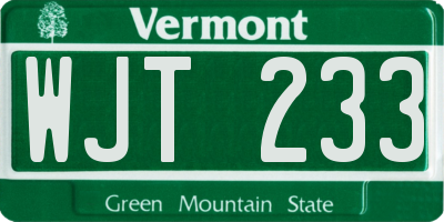 VT license plate WJT233