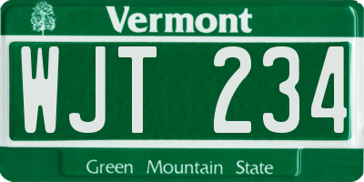 VT license plate WJT234