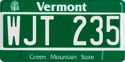 VT license plate WJT235