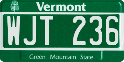 VT license plate WJT236