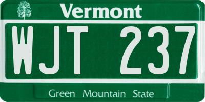 VT license plate WJT237
