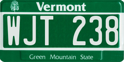 VT license plate WJT238