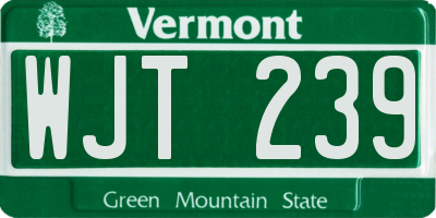 VT license plate WJT239