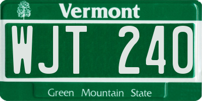 VT license plate WJT240