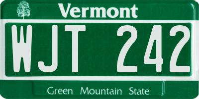 VT license plate WJT242