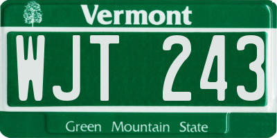 VT license plate WJT243