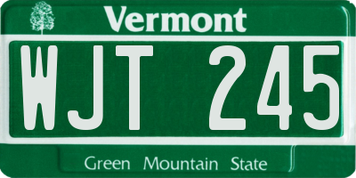 VT license plate WJT245