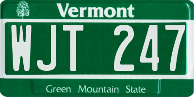 VT license plate WJT247