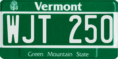 VT license plate WJT250