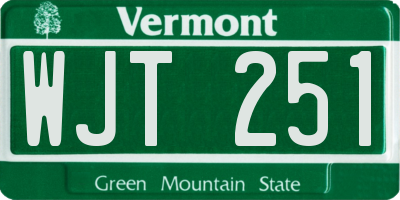 VT license plate WJT251