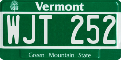 VT license plate WJT252