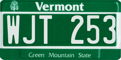 VT license plate WJT253
