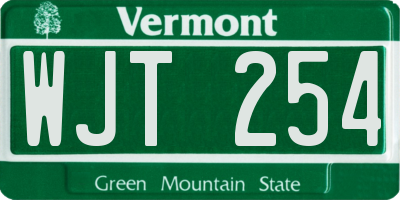 VT license plate WJT254
