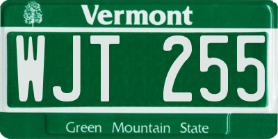 VT license plate WJT255