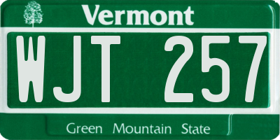 VT license plate WJT257