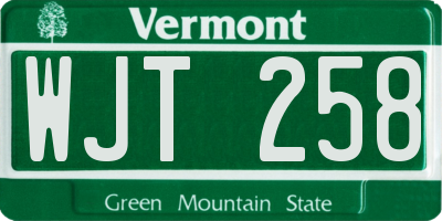 VT license plate WJT258