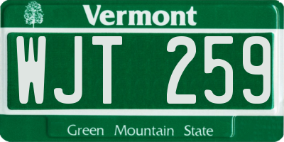 VT license plate WJT259