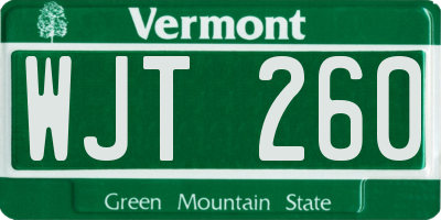 VT license plate WJT260