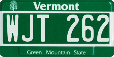VT license plate WJT262