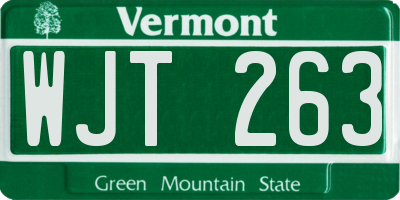 VT license plate WJT263