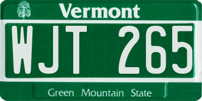 VT license plate WJT265